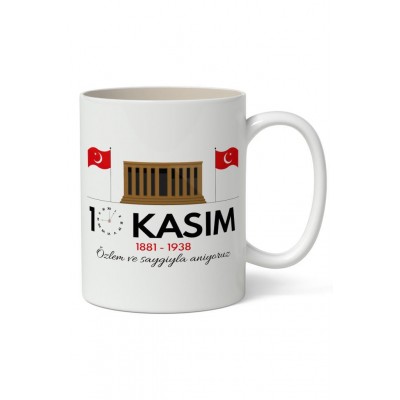 10 Kasım Mustafa Kemal Atatürk Tasarımlı Kupa Bardak Baskılı Kahve Kupa Bardak Model 7