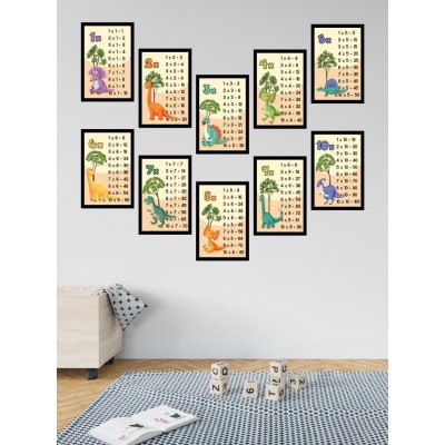 Mdf Çarpım Tablosu Çerçeve Görünümlü Çoçuklar İçin Renkli Dekoratif Hediyelik 10 Parça 10x14 Cm