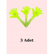 Sarı Renkli 3 Adet Işıklı El Şaklatıcı Işıklı El Figürlü