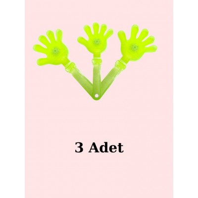 Sarı Renkli 3 Adet Işıklı El Şaklatıcı Işıklı El Figürlü