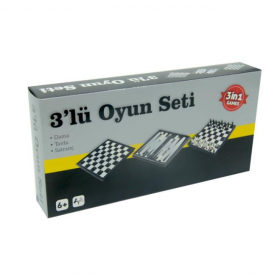 Manyetik 3'lü Oyun Seti (Dama, Tavla, Satranç)