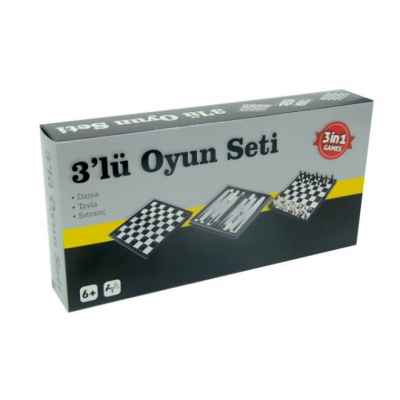 Manyetik 3'lü Oyun Seti (Dama, Tavla, Satranç)