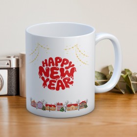 Yılbaşı Temalı Happy New Year Yazılı Hediyelik Kupa