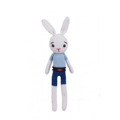 Amigurumi Organik Oyuncak-Uyku Arkadaşı Tavşan-Örme Mavi Tavşan