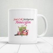 Seni Çok Seviyorum Anneciğim Baskılı Annelerin Gönlünü Fetheden Anneler Günü Hediyelik Kupa Mod1