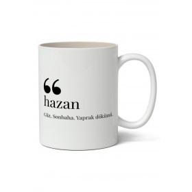 Hazan Kelime Anlamı Baskılı Kupa Bardak Baskılı Kahve Kupa Bardak