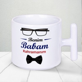 Benim Babam Kahramanım Baskılı Babalar Gününe Özel Hediyelik T Kupa Bardak 