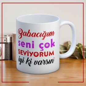 İyi ki Varsın Babalar Günü Baskılı Kupa Bardak Kahve Kupa Bardak