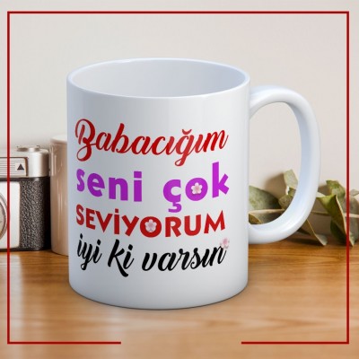 İyi ki Varsın Babalar Günü Baskılı Kupa Bardak Kahve Kupa Bardak