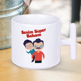 Her Süper Babanın İhtiyacı: Kahvesini İçerken Güç Toplayacağı T Kupa! Benim Süper Babam Yazılı Hediyelik T Kupa