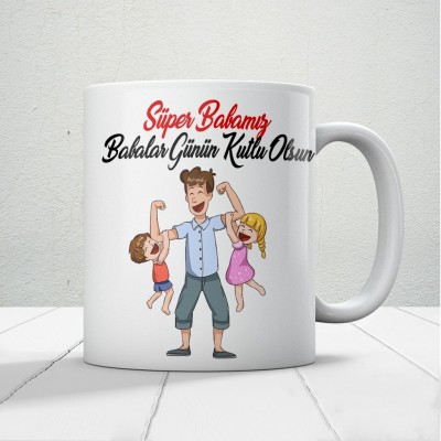 Süper Babamız Baskılı Babalar Günü Kupa Bardak Kahve Kupa Bardak-Mod1