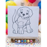 Çocuklar İçin Tuval Boyama Seti Mod2 19x19 Cm (Tuval, Şövale, Fırça ve 6 Renk Akrilik Boya Seti)