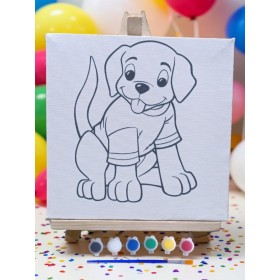 Çocuklar İçin Tuval Boyama Seti Mod2 19x19 Cm (Tuval, Şövale, Fırça ve 6 Renk Akrilik Boya Seti)