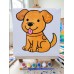 Çocuklar İçin Tuval Boyama Seti Sevimli Köpek 19x19 Cm (Tuval, Şövale, Fırça ve 6 Renk Akrilik Boya Seti)