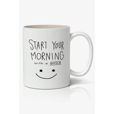 Smile (Gülümse) Tasarımlı Kupa Bardak Baskılı Kahve Kupa Bardak
