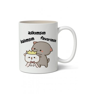 Aşkımsın, Balımsın, Favorimsin Baskılı Kupa Bardak Baskılı Kahve Kupa Bardak