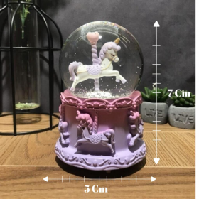 Dekoratif Mini Işıklı Kar Küresi Unicorn (7cmx5cm)