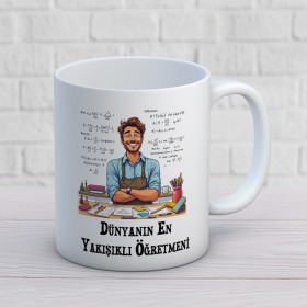 Dünyanın En Yakışıklı Öğretmenine Özel Öğretmenler Günü Hediyelik Baskılı Kupa