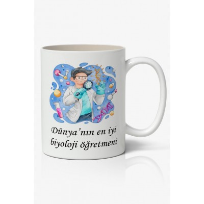 Dünyanın En İyi Biyoloji Öğretmeni - Öğretmenler Günü Temalı Baskılı Kupa Bardak Baskılı Kahve Kupa Bardak-1