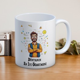 Dünyanın En İyi Öğretmenine Özel Öğretmenler Günü Hediyelik Baskılı Kupa
