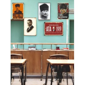 Mustafa Kemal Atatürk Temalı 5 Adet (20cmx29cm) Çerçeve Görünümlü A4 Mdf Tablo İle Ev, Okul, Kafe, İş Yeri Dekorasyonunuza Ruh Katan Dekoratif Hediyelik
