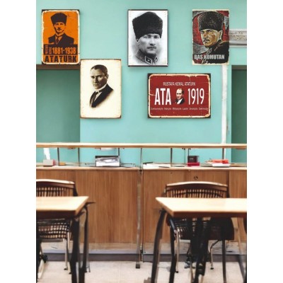 Mustafa Kemal Atatürk Temalı 5 Adet (20cmx29cm) Çerçeve Görünümlü A4 Mdf Tablo İle Ev, Okul, Kafe, İş Yeri Dekorasyonunuza Ruh Katan Dekoratif Hediyelik