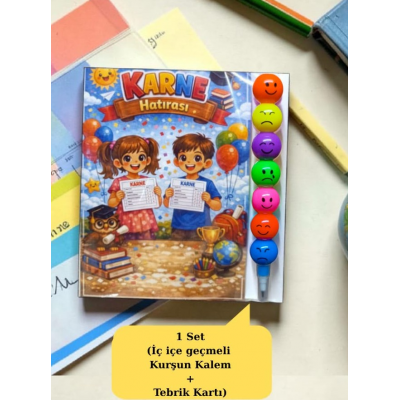 Karne Hediyesi 1 Set  Kurşun Kalem ve Tebrik Kartı