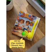 Karne Hediyesi 20 Set Pipo Şeklinde Üflemeli Top ve Tebrik Kartı