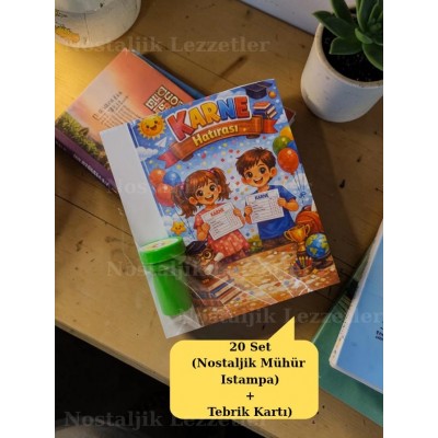 Karne Hediyesi 20 Set Nostaljik Mühür (Istampa) ve Tebrik Kartı Karne Hediyesi 20 Set Nostaljik Mühür (Istampa) ve Tebrik Kartı