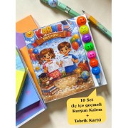 Karne Hediyesi 10 Set Kurşun Kalem ve Tebrik Kartı