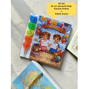 Karne Hediyesi 20 Set Kalp Kurşun Kalem ve Tebrik Kartı