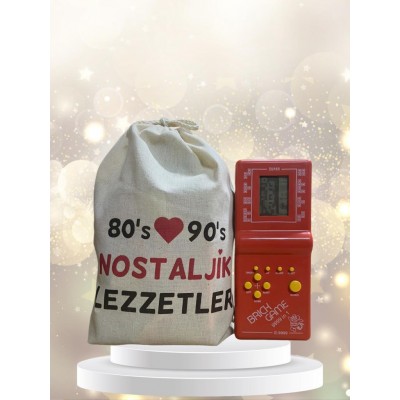 Kese Kırmızı Tetrisli Nostaljik Hediye Paketi 80'ler 90'lar