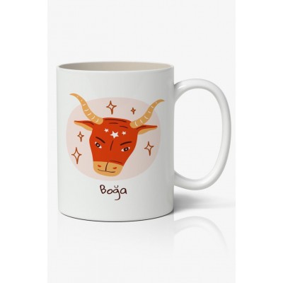 Boğa Burcu Baskılı Kupa Bardak - Baskılı Kahve Kupa Bardak