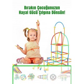 Kutulu Bambu Çubuklar (16 cm) 300 Parça (180 Parça Çubuk 120 Parça Birleştirici )