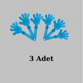 Mavi Renkli Işıklı El Şaklatıcı 3 Adet Işıklı El Figürlü