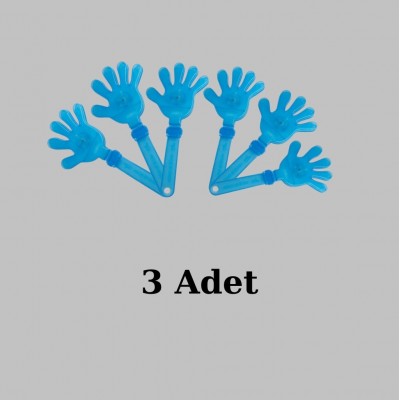 Mavi Renkli Işıklı El Şaklatıcı 3 Adet Işıklı El Figürlü