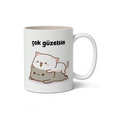 Çok Güzelsin Baskılı Kupa Bardak Baskılı Kahve Kupa Bardak