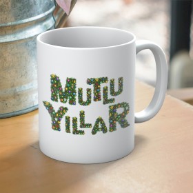 Mutlu Yıllar Yazılı Yılbaşına Özel Hediyelik Kupa Bardak 