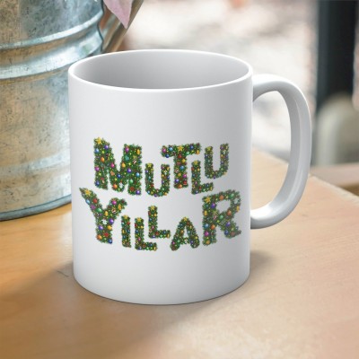Mutlu Yıllar Yazılı Yılbaşına Özel Hediyelik Kupa Bardak 