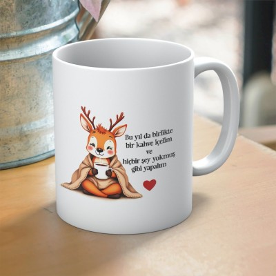 Yılbaşı Temalı Sıcak Çikolata - Kahve ve Çay Sevenlere Özel Hediyelik Baskılı Kupa 