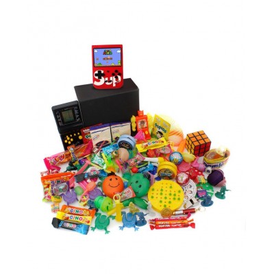 Nostaljik Paketler - Nostaljik Bakkal Özel Gıda Ve Oyuncak Kutusu , Siyah Tetris Ve Kırmızı Atarili