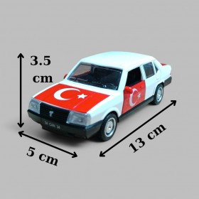 Nostaljik Metal Çek Bırak Türk Bayraklı Beyaz Tofaş Şahin Araba Kapılar Açılır
