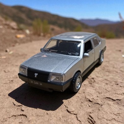 Nostaljik Metal Çek Bırak Gri Tofaş Şahin Araba Kapılar Açılır