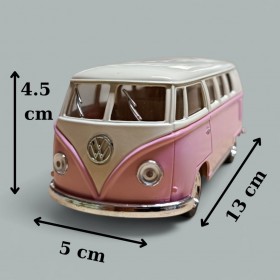 Nostaljik Metal Çek Bırak Pembe Wv Minibüs Araba Kapılar Açılır