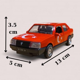 Nostaljik Metal Çek Bırak Türk Bayraklı Kırmızı Tofaş Şahin Araba Kapılar Açılır