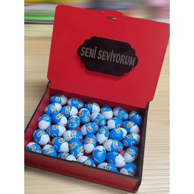 Ozmo Mini Yumurta ( 35 Adet ) Seni Seviyorum Yazılı Kırmızı Ahşap Hediye Kutusu Yumurta Sevdiklerinize Hediye Ozmo Mini Eggs Kırmızı Ahşap Kutulu