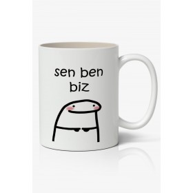 Sen Ben Biz Yazılı Baskılı Kupa Bardak - Baskılı Kahve Kupa Bardak