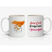 Seni Çok Seviyorum Anneciğim Yazılı 1 Adet Anneye Sevgi Dolu Bir Hatıra Anneler Günü Hediyelik Kupa Mod1