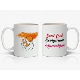 Seni Çok Seviyorum Anneciğim Yazılı 1 Adet Anneye Sevgi Dolu Bir Hatıra Anneler Günü Hediyelik Kupa Mod1