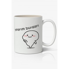 Yıkarım Buraları Yazılı Baskılı Kupa Bardak - Baskılı Kahve Kupa Bardak